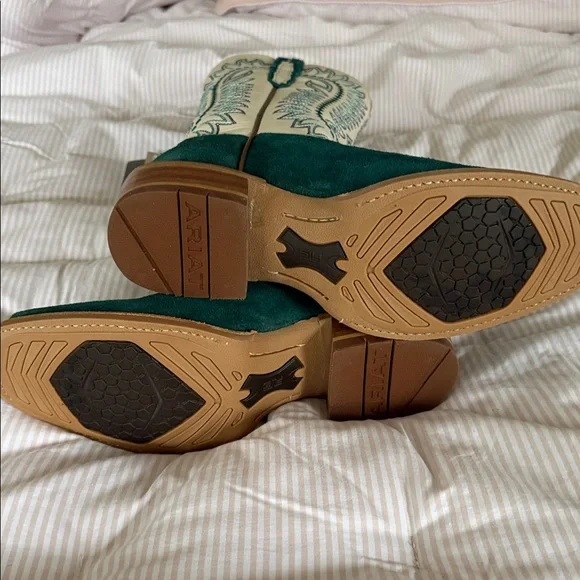 Ariat Derby Monroe Western Boot in Ancient Turquoise Roughout - Picture 9 of 12